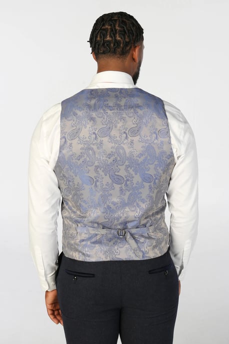 Marineblaue Weste aus Wollmischung und Tweed für Herren - Image 2