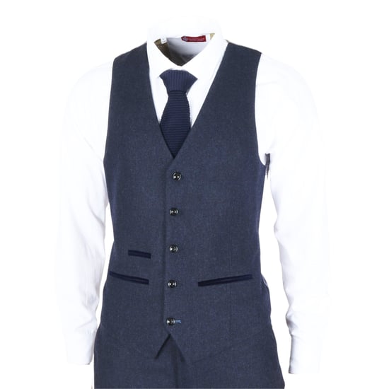 Marineblaue Weste aus Wollmischung und Tweed für Herren - Image 3