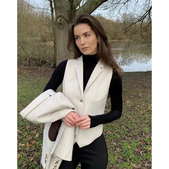 Cremefarbene Tailored Fit Weste aus Wollmischung und Tweed für Damen - Image 2