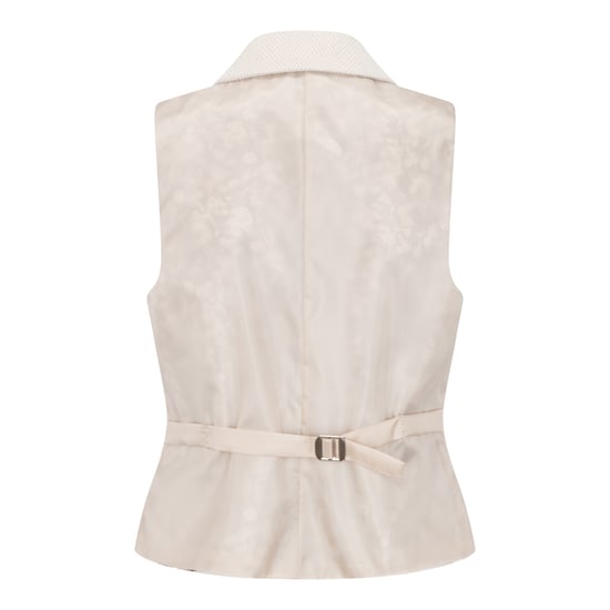Cremefarbene Tailored Fit Weste aus Wollmischung und Tweed für Damen - Image 4