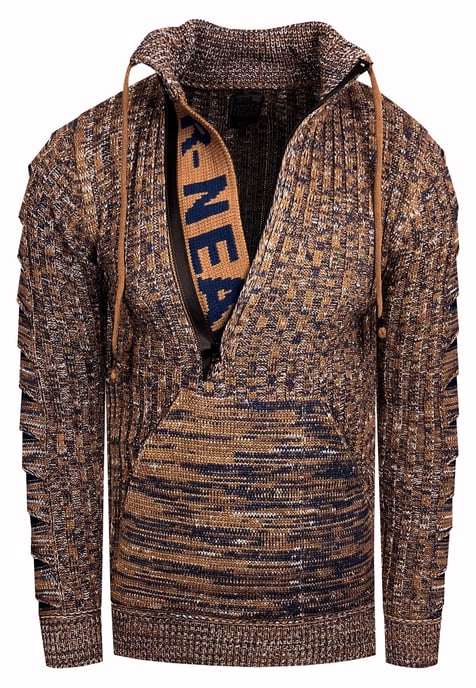 1/2 Zip Grobstrick Stehkragen-Pullover - Image 1