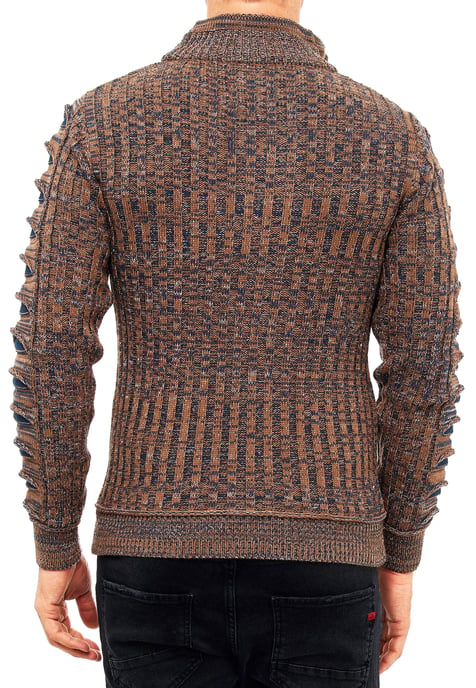 1/2 Zip Grobstrick Stehkragen-Pullover - Image 4