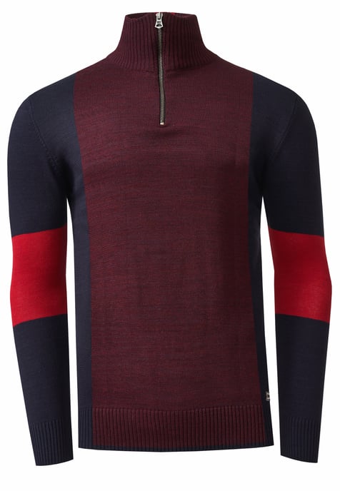Feinstrick-Pullover im Colorblock-Stil mit Stehkragen - Image 1
