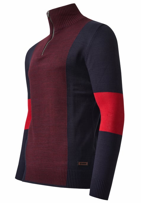 Feinstrick-Pullover im Colorblock-Stil mit Stehkragen - Image 3