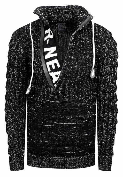 1/2 Zip Grobstrick Stehkragen-Pullover - Image 1