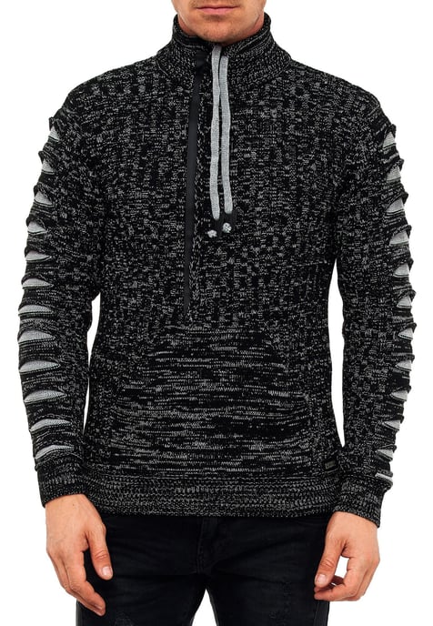 1/2 Zip Grobstrick Stehkragen-Pullover - Image 3