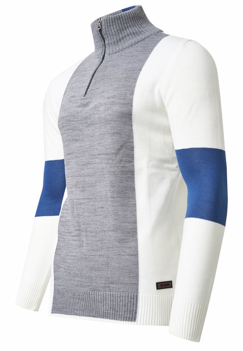 Feinstrick-Pullover im Colorblock-Stil mit Stehkragen - Image 3