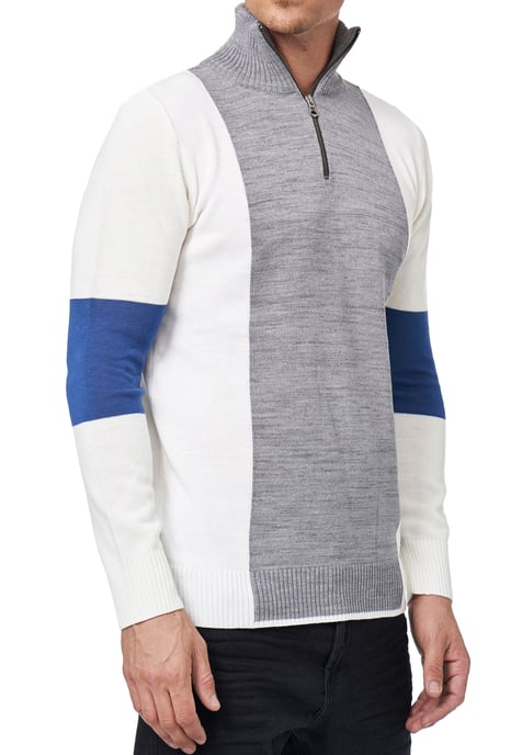 Feinstrick-Pullover im Colorblock-Stil mit Stehkragen - Image 4