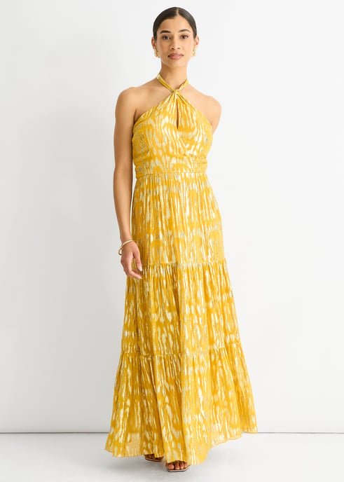 Animal Jacquard Neckholder Maxikleid - Image 1