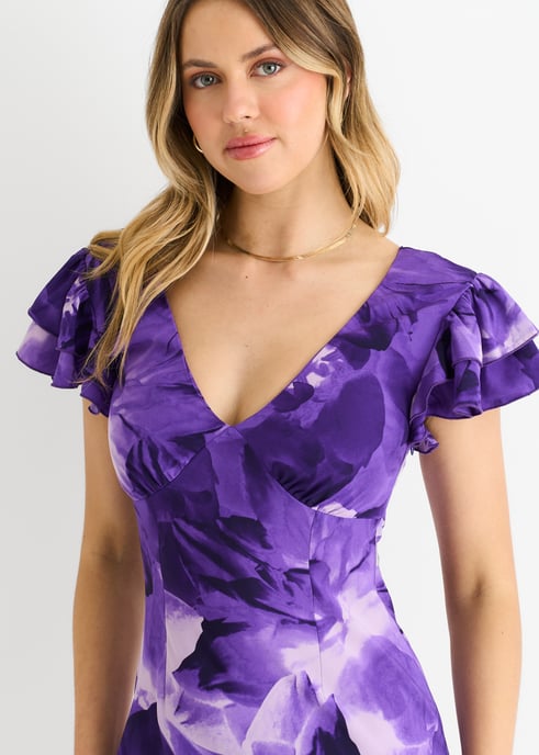 Lila Aquarell Floral Maxikleid - Image 2