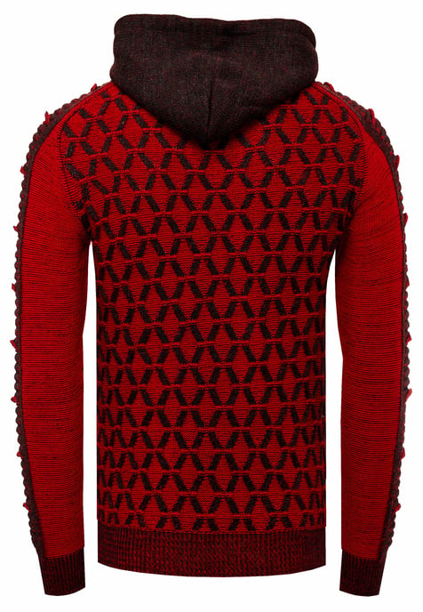 1/2 Zip Kontrast Grobstrick Kapuzen-Pullover - Image 2
