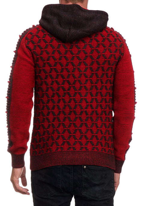 1/2 Zip Kontrast Grobstrick Kapuzen-Pullover - Image 4