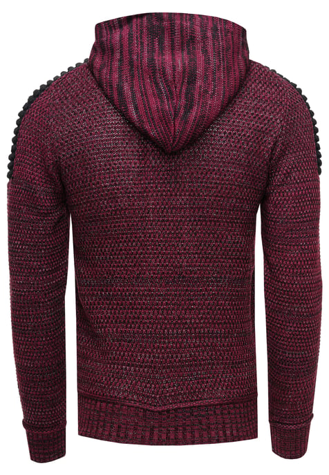 Rusty Neal 1/2-Zip Grobstrick-Pullover mit Kontrastkapuze - Rot - Image 2