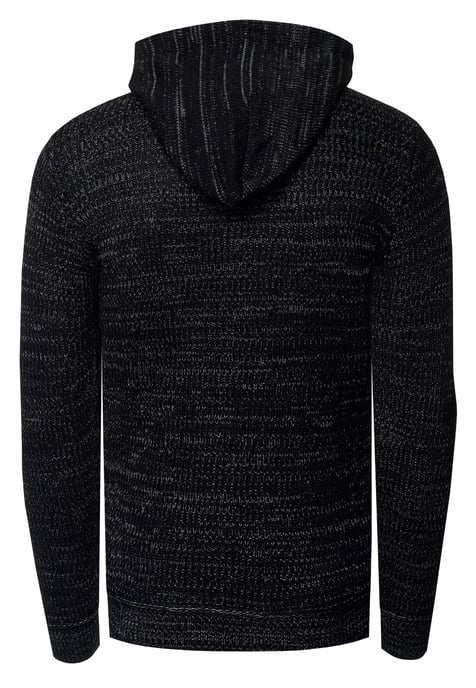 1/2 Zip Grobstrick Slim Fit Kapuzen-Pullover - Image 2