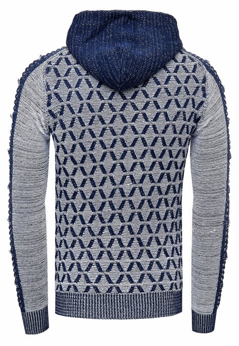 1/2 Zip Kontrast Grobstrick Kapuzen-Pullover - Image 2