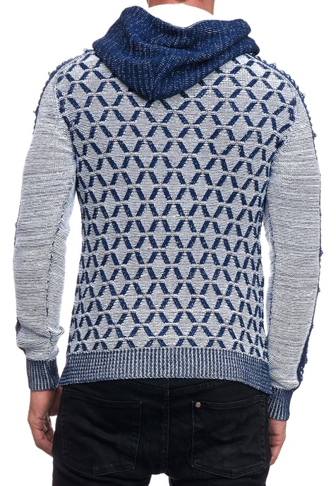 1/2 Zip Kontrast Grobstrick Kapuzen-Pullover - Image 4