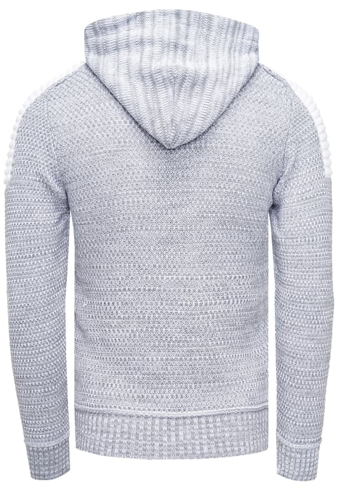 1/2 Zip Grobstrick Kontrast Kapuzen-Pullover - Image 2