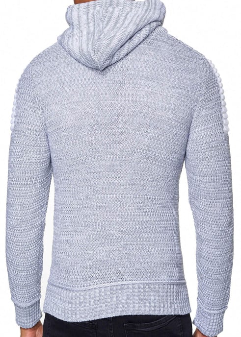 1/2 Zip Grobstrick Kontrast Kapuzen-Pullover - Image 6