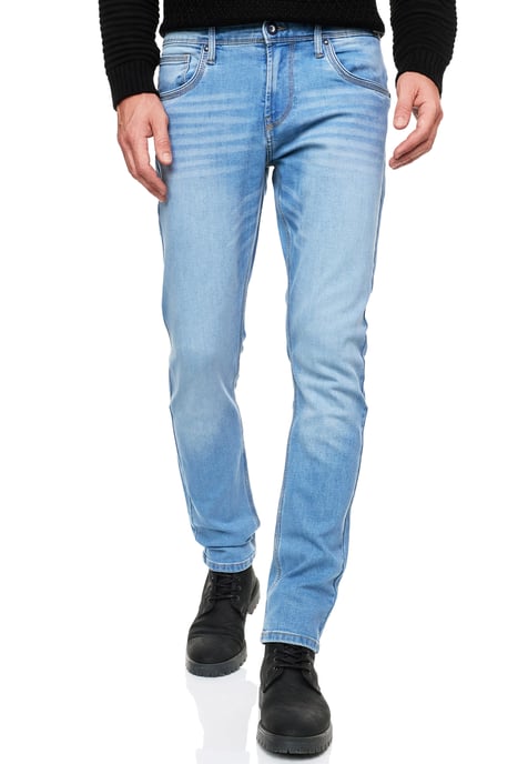 Light Blue Used Jeans Hose "MELVIN" Slim Fit Cotton-Stretch - Image 4