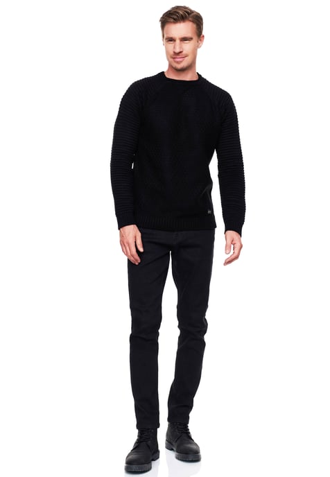 Black Denim Jeans Hose "MELVIN" Slim Fit Cotton-Stretch - Image 3