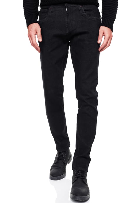 Black Denim Jeans Hose "MELVIN" Slim Fit Cotton-Stretch - Image 4