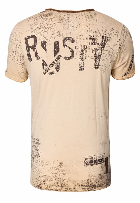 V-Neck T-Shirt mit Wildleder-Details und Nieten-Verlauf - Image 3