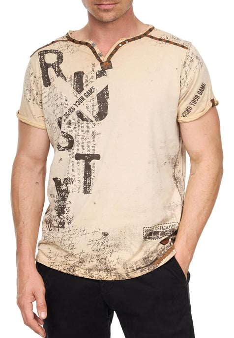 V-Neck T-Shirt mit Wildleder-Details und Nieten-Verlauf - Image 4