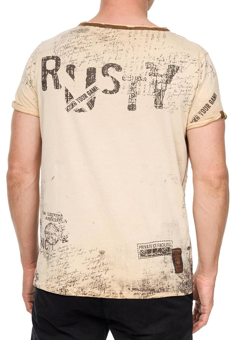 V-Neck T-Shirt mit Wildleder-Details und Nieten-Verlauf - Image 5