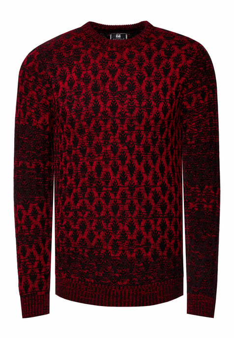 Used-Look Karomuster Rundhals-Pullover - Image 1
