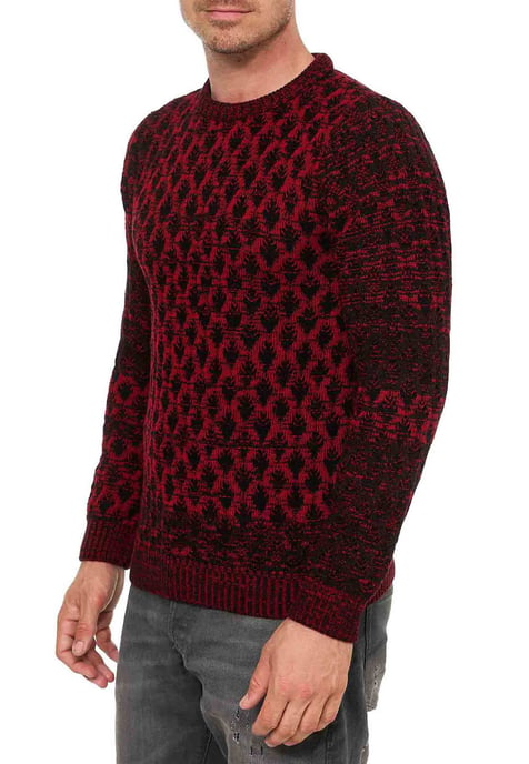 Used-Look Karomuster Rundhals-Pullover - Image 4