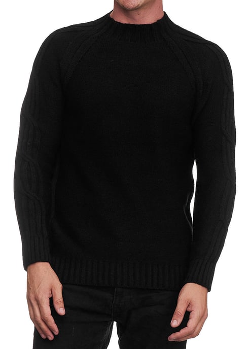 Grobstrick Einfarbiger Stehkragen-Pullover - Image 3