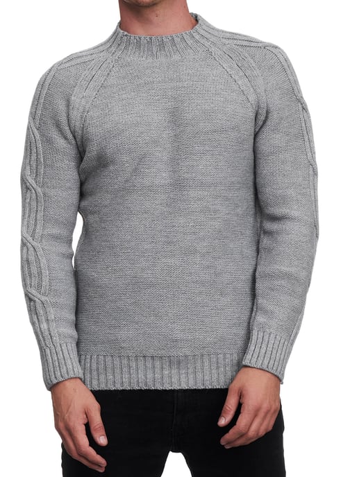 Grobstrick Einfarbiger Stehkragen-Pullover - Image 3