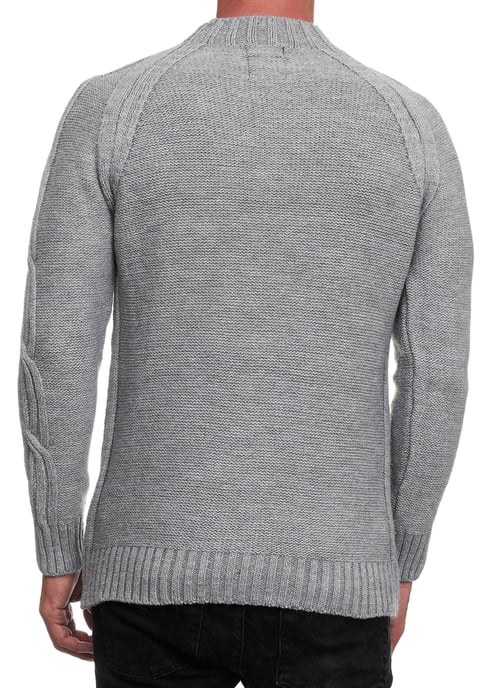 Grobstrick Einfarbiger Stehkragen-Pullover - Image 4