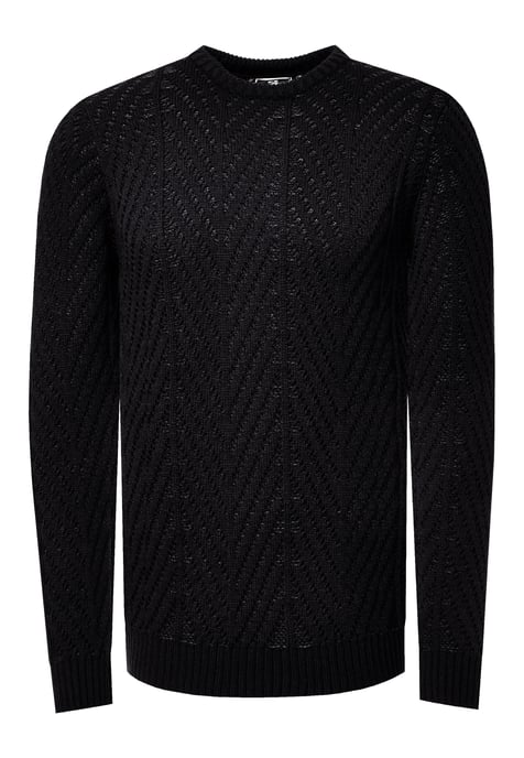 Grobstrick mit Muster Rundhals-Pullover - Image 1