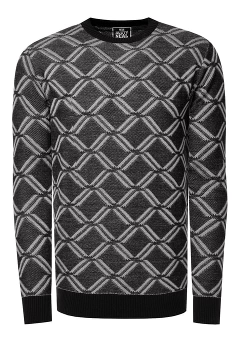 Feinstrick mit Karo-Muster Rundhals-Pullover - Image 1