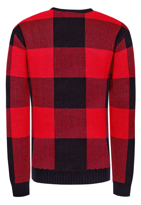 Schwerer Karo Kontrast Grobstrick Pullover - Image 3