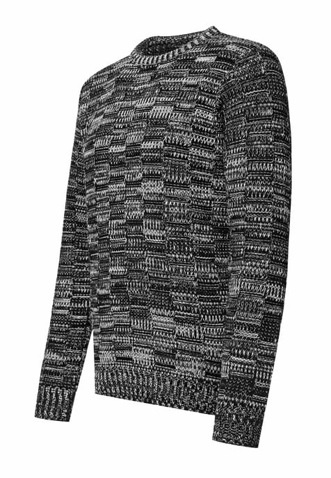 Kontrast Grobstrick Rundhals-Pullover - Image 2