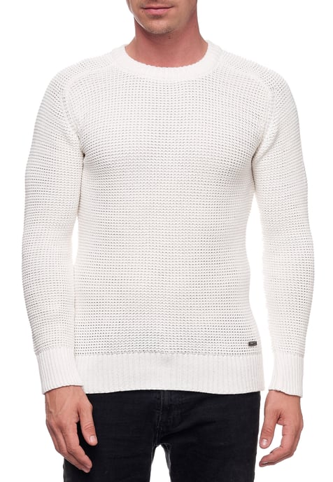Grobstrick Slim Fit Rundhals-Pullover - Image 3