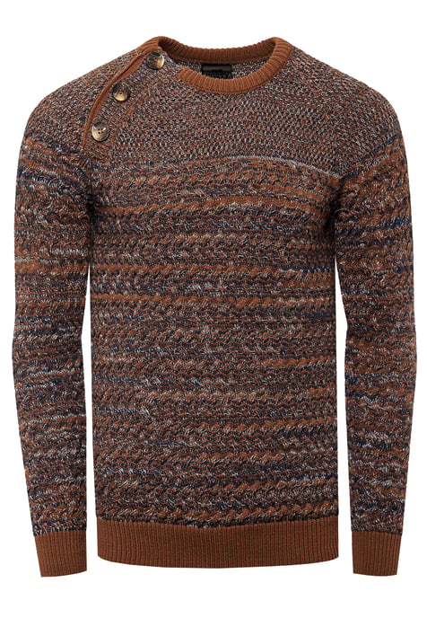 Side Button-Placket Rundhals-Pullover - Image 1