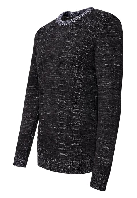 Grobstrick mit Kontrastfarben Rundhals-Pullover - Image 2