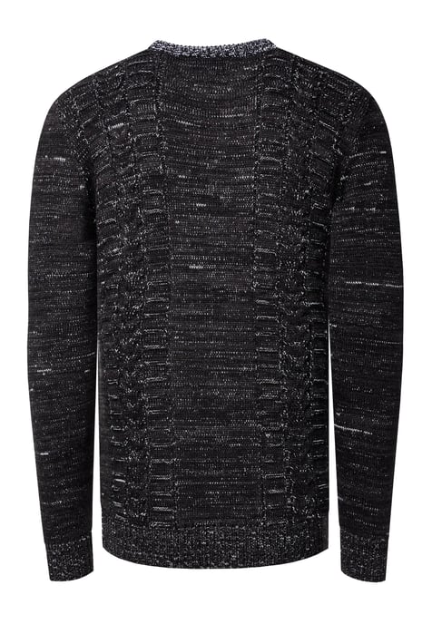 Grobstrick mit Kontrastfarben Rundhals-Pullover - Image 3