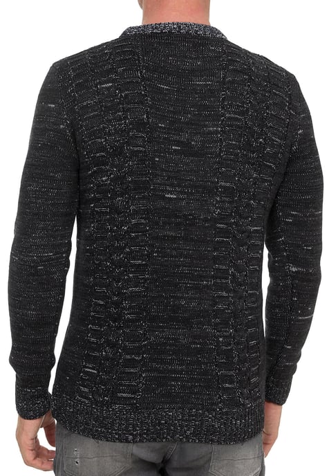 Grobstrick mit Kontrastfarben Rundhals-Pullover - Image 5