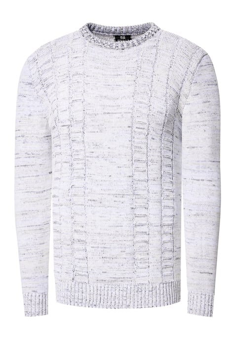 Grobstrick mit Kontrastfarben Rundhals-Pullover - Image 1