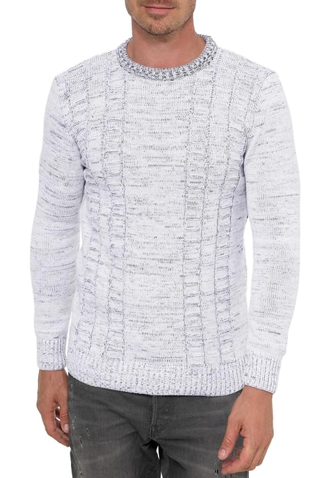 Grobstrick mit Kontrastfarben Rundhals-Pullover - Image 4
