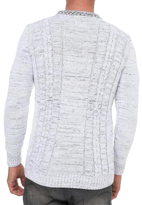 Grobstrick mit Kontrastfarben Rundhals-Pullover - Image 5
