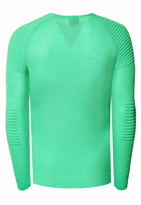 Slim Fit Feinstrick Biker Rundhals-Pullover - Image 2