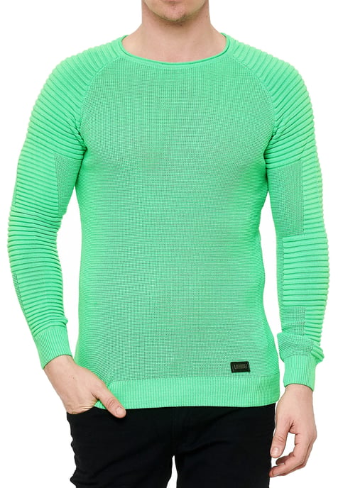 Slim Fit Feinstrick Biker Rundhals-Pullover - Image 3