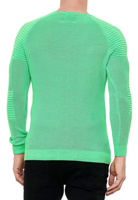 Slim Fit Feinstrick Biker Rundhals-Pullover - Image 4