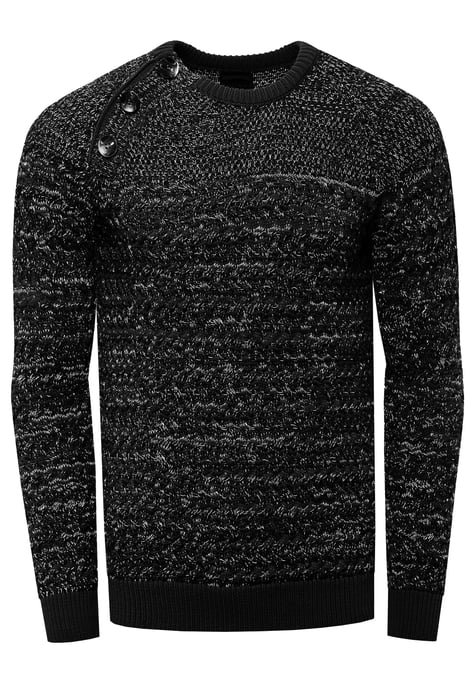 Side Button-Placket Rundhals-Pullover - Image 1