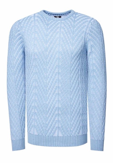 Grobstrick mit Muster Rundhals-Pullover - Image 1